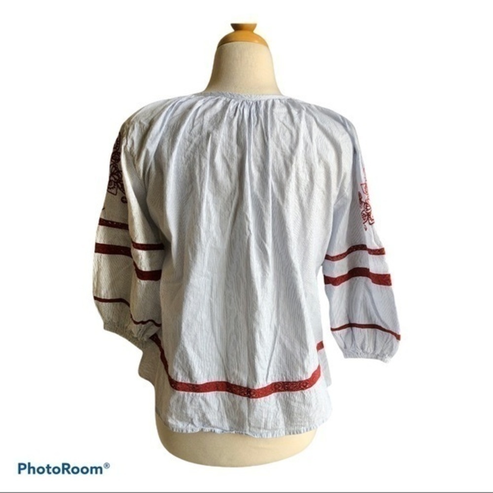 Velvet striped embroidered and beaded boho top - Picture 5 of 8